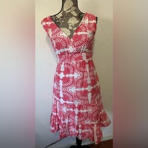 Lily Pulitzer Skyla Summer Silk Blend Midi Dress in Red and White - Size 4